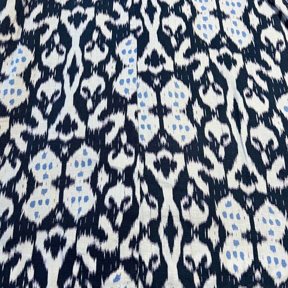 GAP 100% Linen Sleeveless Fit and Flare Mini Dress Size 4 Ikat Print Breathable - Picture 11 of 13